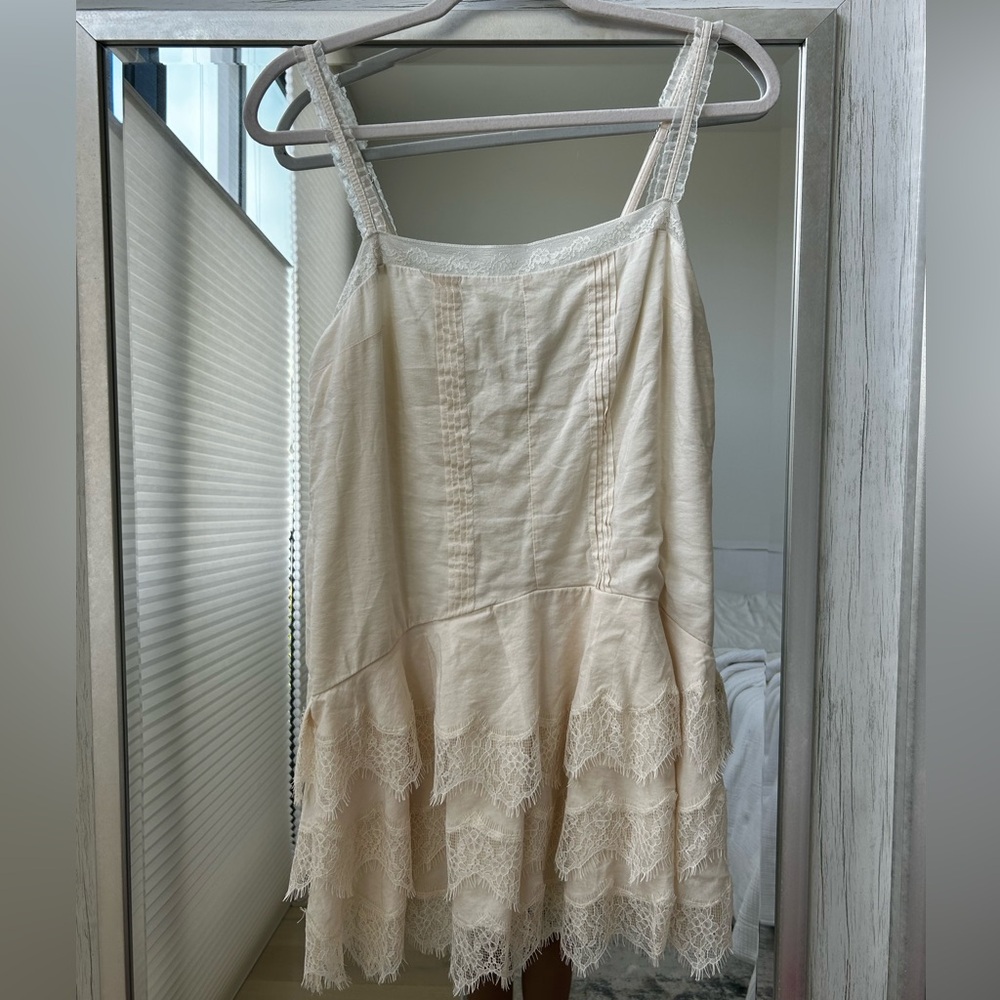 Reformation Cream Lace-Trim Mini Dress - Picture 5 of 5